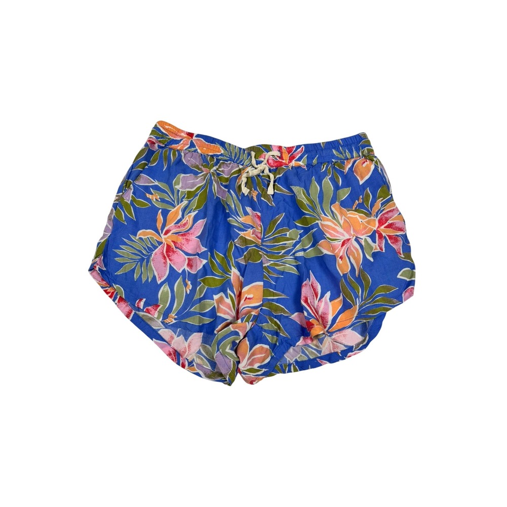 Billabong Tropical Floral Print Viscose Drawstring Shorts Blue Orange XL